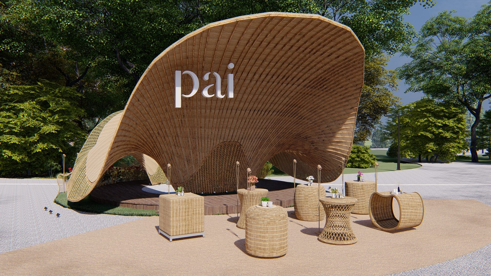 Padiglione di Pai 户外展亭渲染图