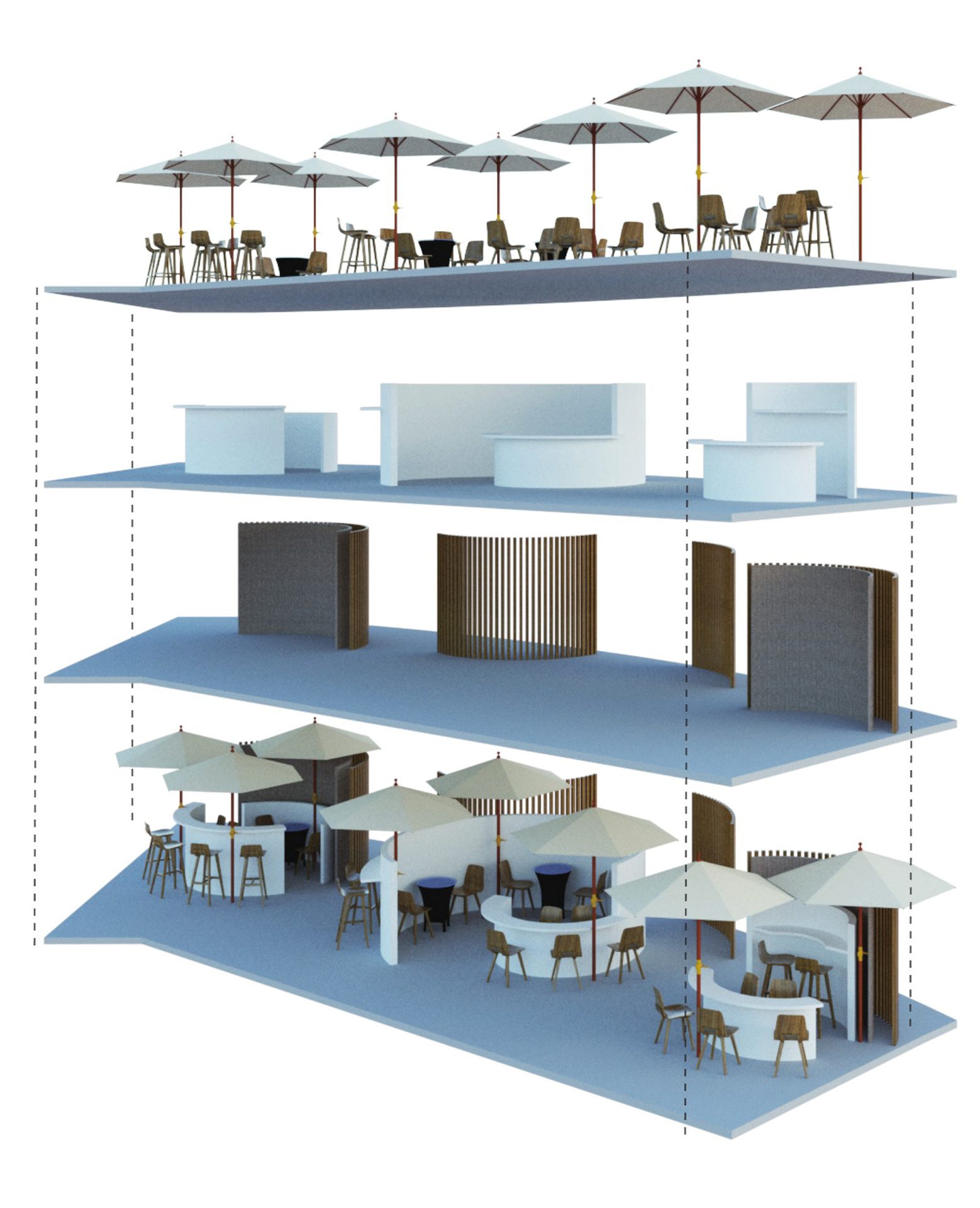 Ristorante all'aperto 结构系统与模块构造分析图