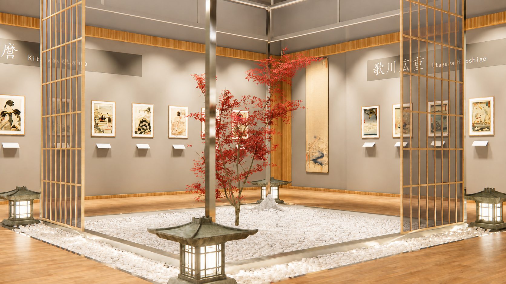 浮世绘展陈空间格栅与展墙